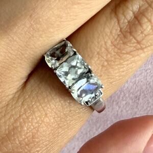 sterling silver diamond accent elongated cushion-cut topaz ring size 9